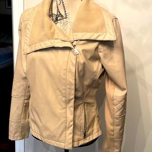 VEGAN LEATHER BEIGE FALL AND SPRING MOTO JACKET